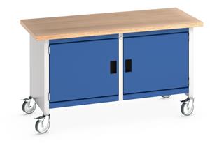 Bott Mobile Bench1500Wx750Dx840mmH - 2 Cupboards & MPX Top 1500mm Wide Storage Benches 41002097.11V Blue Doors RAL5010 41002097.19V Dark Grey Doors RAL7016 41002097.24V Red Doors RAL3004 41002097.16V Light Grey Doors RAL7035 41002097.RAL Bespoke colour £ extra will be quoted